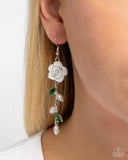 Lattice Lure - White Earrings - Paparazzi Accessories Earrings Bedazzle Me Pretty Mobile Fashion Boutique