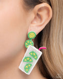 Lavish Limes - Green Post Earrings - Paparazzi Accessories Post Earrings Bedazzle Me Pretty Mobile Fashion Boutique