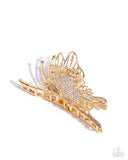 Layered Landing - Gold Hair Clip - Paparazzi Accessories Hair Clip Bedazzle Me Pretty Mobile Fashion Boutique