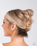 Layered Landing - Gold Hair Clip - Paparazzi Accessories Hair Clip Bedazzle Me Pretty Mobile Fashion Boutique