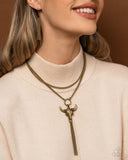Layered Longhorn - Brass Necklace - Paparazzi Accessories Necklace Bedazzle Me Pretty Mobile Fashion Boutique