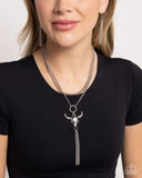 Layered Longhorn - Silver Necklace - Paparazzi Accessories Necklace Bedazzle Me Pretty Mobile Fashion Boutique