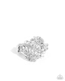 LEAF the Way - White Ring - Paparazzi Accessories Ring Bedazzle Me Pretty Mobile Fashion Boutique