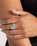 LEAF the Way - White Ring - Paparazzi Accessories Ring Bedazzle Me Pretty Mobile Fashion Boutique