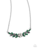 Leafy Layover - White Necklace - Paparazzi Accessories Necklace Bedazzle Me Pretty Mobile Fashion Boutique