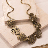 Leafy Legato - Brass Necklace - Paparazzi Accessories Necklace Bedazzle Me Pretty Mobile Fashion Boutique