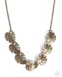 Leafy Legato - Brass Necklace - Paparazzi Accessories Necklace Bedazzle Me Pretty Mobile Fashion Boutique