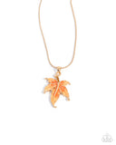 Leafy Lullaby - Orange Necklace - Paparazzi Accessories Necklace Bedazzle Me Pretty Mobile Fashion Boutique