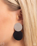 Leather Leader - Black Clip-On Earrings - Paparazzi Accessories Clip-On Bedazzle Me Pretty Mobile Fashion Boutique