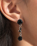 Led by the ROSE - Black Post Earrings - Paparazzi Accessories Post Earrings Bedazzle Me Pretty Mobile Fashion Boutique