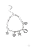 Legacy Letters - White - B Bracelet - Paparazzi Accessories Bracelet Bedazzle Me Pretty Mobile Fashion Boutique