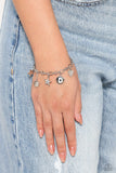 Legacy Letters - White - D Bracelet - Paparazzi Accessories Bracelet Bedazzle Me Pretty Mobile Fashion Boutique