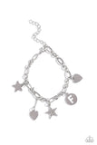 Legacy Letters - White - F Bracelet - Paparazzi Accessories Bracelet Bedazzle Me Pretty Mobile Fashion Boutique