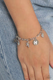 Legacy Letters - White - H Bracelet - Paparazzi Accessories Bracelet Bedazzle Me Pretty Mobile Fashion Boutique