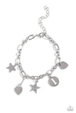 Legacy Letters - White - I Bracelet - Paparazzi Accessories Bracelet Bedazzle Me Pretty Mobile Fashion Boutique