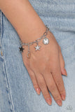 Legacy Letters - White - M Bracelet - Paparazzi Accessories Bracelet Bedazzle Me Pretty Mobile Fashion Boutique