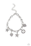 Legacy Letters - White - N Bracelet - Paparazzi Accessories Bracelet Bedazzle Me Pretty Mobile Fashion Boutique