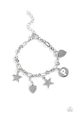 Legacy Letters - White - P Bracelet - Paparazzi Accessories Bracelet Bedazzle Me Pretty Mobile Fashion Boutique