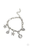 Legacy Letters - White - S Bracelet - Paparazzi Accessories Bracelet Bedazzle Me Pretty Mobile Fashion Boutique