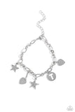 Legacy Letters - White - T Bracelet - Paparazzi Accessories Bracelet Bedazzle Me Pretty Mobile Fashion Boutique