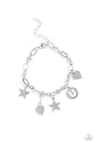 Legacy Letters - White - U Bracelet - Paparazzi Accessories Bracelet Bedazzle Me Pretty Mobile Fashion Boutique
