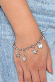 Legacy Letters - White - W Bracelet - Paparazzi Accessories Bracelet Bedazzle Me Pretty Mobile Fashion Boutique