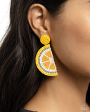 Lemon Leader - Yellow Post Earrings - Paparazzi Accessories Post Earrings Bedazzle Me Pretty Mobile Fashion Boutique