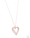 Lets HEART At the Very Beginning - Rose Gold Necklace - Paparazzi Accessories Necklace Bedazzle Me Pretty Mobile Fashion Boutique