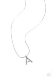 Letter of the Law - A - White Necklace - Paparazzi Accessories Necklace Bedazzle Me Pretty Mobile Fashion Boutique
