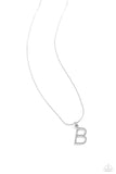 Letter of the Law - B - White Necklace - Paparazzi Accessories Necklace Bedazzle Me Pretty Mobile Fashion Boutique