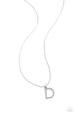 Letter of the Law - D - White Necklace - Paparazzi Accessories Necklace Bedazzle Me Pretty Mobile Fashion Boutique