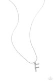 Letter of the Law - F - White Necklace - Paparazzi Accessories Necklace Bedazzle Me Pretty Mobile Fashion Boutique