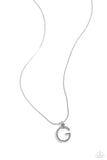 Letter of the Law - G - White Necklace - Paparazzi Accessories Necklace Bedazzle Me Pretty Mobile Fashion Boutique