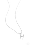 Letter of the Law - H - White Necklace - Paparazzi Accessories Necklace Bedazzle Me Pretty Mobile Fashion Boutique