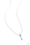 Letter of the Law - I - White Necklace - Paparazzi Accessories Necklace Bedazzle Me Pretty Mobile Fashion Boutique