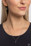 Letter of the Law - L - White Necklace - Paparazzi Accessories Necklace Bedazzle Me Pretty Mobile Fashion Boutique