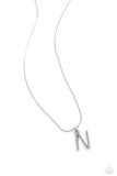 Letter of the Law - N - White Necklace - Paparazzi Accessories Necklace Bedazzle Me Pretty Mobile Fashion Boutique