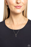 Letter of the Law - T - White Necklace - Paparazzi Accessories Necklace Bedazzle Me Pretty Mobile Fashion Boutique