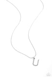 Letter of the Law - U - White Necklace - Paparazzi Accessories Necklace Bedazzle Me Pretty Mobile Fashion Boutique