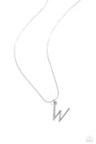 Letter of the Law - W - White Necklace - Paparazzi Accessories Necklace Bedazzle Me Pretty Mobile Fashion Boutique