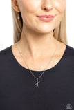 Letter of the Law - X - White Necklace - Paparazzi Accessories Necklace Bedazzle Me Pretty Mobile Fashion Boutique