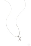 Letter of the Law - X - White Necklace - Paparazzi Accessories Necklace Bedazzle Me Pretty Mobile Fashion Boutique