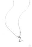 Letter of the Law - Z - White Necklace - Paparazzi Accessories Necklace Bedazzle Me Pretty Mobile Fashion Boutique