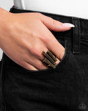 Linear Loot - Brass Ring - Paparazzi Accessories Ring Bedazzle Me Pretty Mobile Fashion Boutique