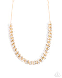 Linked Lady - Gold Necklace - Paparazzi Accessories Necklace Bedazzle Me Pretty Mobile Fashion Boutique
