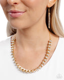 Linked Lady - Gold Necklace - Paparazzi Accessories Necklace Bedazzle Me Pretty Mobile Fashion Boutique