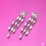 Lively Lure - White Post Earrings - Paparazzi Accessories Post Earrings Bedazzle Me Pretty Mobile Fashion Boutique