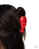 Lobster Leisure - Red Hair Clip - Paparazzi Accessories Hair Clip Bedazzle Me Pretty Mobile Fashion Boutique