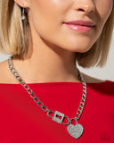 Lock Up Your Love - White Necklace - Paparazzi Accessories Necklace Bedazzle Me Pretty Mobile Fashion Boutique
