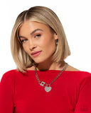 Lock Up Your Love - White Necklace - Paparazzi Accessories Necklace Bedazzle Me Pretty Mobile Fashion Boutique